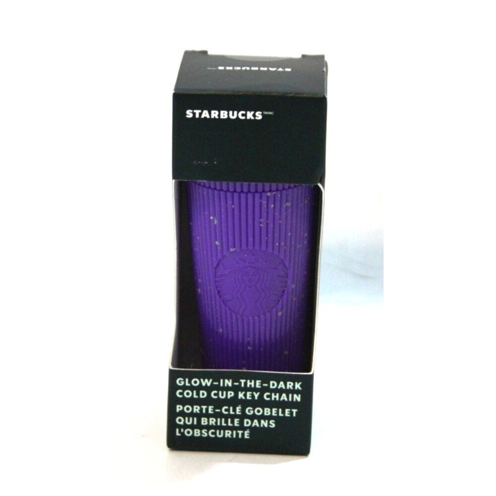 Starbucks 2024 Halloween Glow in the Dark Purple Splatter Cold Cup Key Chain 4"